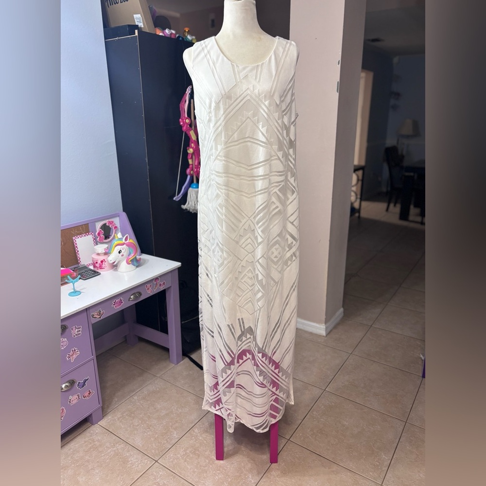 Chico's Cream Embellished Sheath Dress Resort Wear